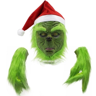 New Grinch Stole Christmas Cosplay Plush Glove Mask Xmas Costume Props Kids Adults