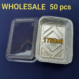 50 pcs Medium Party Size Aluminum Foil Tray with Clear Lid
