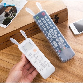 Cute Rabbit Ear TV Remote Control Protective Cover/ Luminous Transparent Silicone Remote Control Holder/ Anti-dust Waterproof TV Accessories