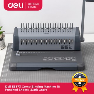 Deli Comb Binding Machine 18 Punched Sheets E3873 Dark Gray/30% effort-save/ office home use/maxing (1)