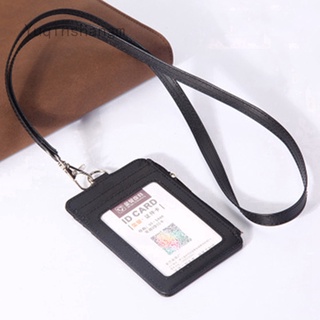 【Stock】 Yuqinshangm Tag ID Card Holder With Zipper Bag PU Leather Credit Card Lanyard Student Orga