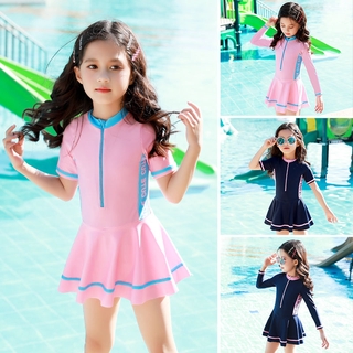2 PCS Swimsuit short Sleeve Swimwear Korean Princess One-piece Cute Swim Wear Suit for Girl