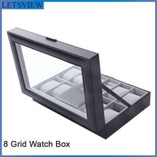 Letsview 8 Grids Watch Storage Organizer Box Ring Collection Boxes SBH-3 (Black)