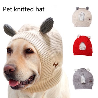 Knitted pet hats; Rabbit ears pet hat; autumn and winter warm pet headgear; dog hat; pet headgear; soundproof hat; pet supplies;