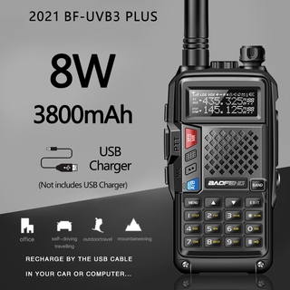 BF-UVB3 PLUS 8W High Power BAOFENG UHF/VHF Dual Band 10KM Long Range 3800 Powerful USB Charging Walkie Talkie Upgrade UV 5R