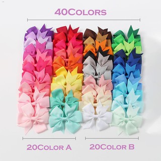 pet❡◇Colorful Ribbon Bow Cute Girls Hairpins Children Hair Clip Hair Accessories Headwear 20/40 Pcs