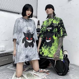 Summer trend Korean street hip hop Fashion Gradient short-sleeved t-shirts Printed Cartoon anime Casual Loose Singlets (1)