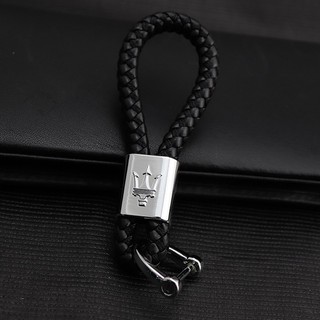 Maserati Premium Genuine Leather Keychain Handmade Car Key Chain Keyring for Men Women car Accessories Ghibli S GranTurismo Levante Quattropote
