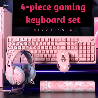 Pink keyboard girl cute mechanical computer notebook game typing lol wired cf eating chicken artifac