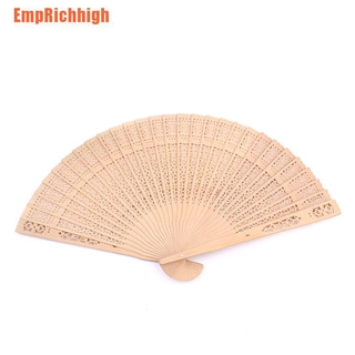 [EmpRichhigh] Vintage Folding Bamboo Original Wooden Carved Hand Fan Wedding Bridal Party 1Pc [Its]