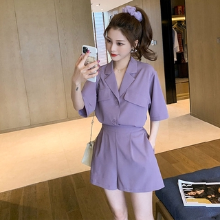 【Taoclothing】R&O Loose Korean fashion Blazer net red purple cardigan shorts two piece set (1)
