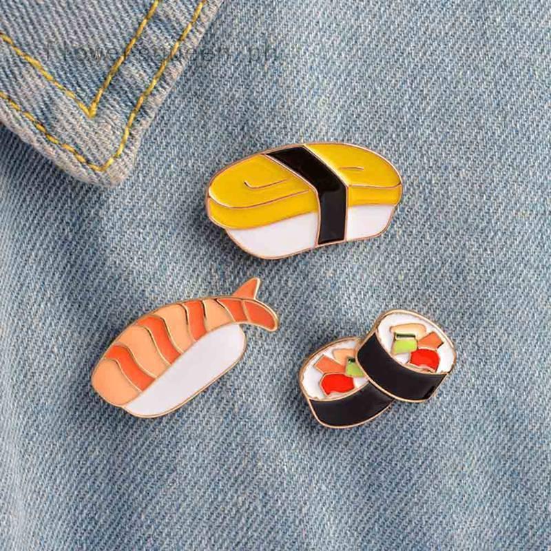 Lovely Cartoon Tunas Sushi Bento Alloy Women Collar Pins Badge Brooch Enamel New