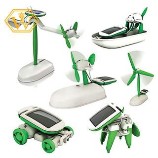 ~In stock~6 in 1 solar educational kit toy boat fan car robot windmill puppy