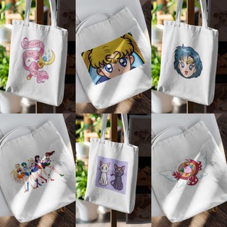 Sailor Moon Graphic Sublimation Print Canvas Tote Bags 13x15"