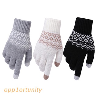 OPP1OR Winter Knit Gloves Touchscreen Anti-Slip Knit Gloves Warm Thick Thermal Soft Lining Elastic Cuff Gloves for Men Women
