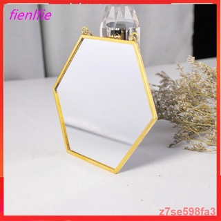 ❉▫finelife Nordic Minimalist Home Decoration Geometric Shape Gold Brass Hexagonal Mirror (1)