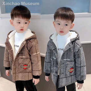Hot sale✶✖Boys woolen coat plus velvet thickening children s clothing children s jacket men s autumn and winter new middle and small children s winter clothing mid-length trend