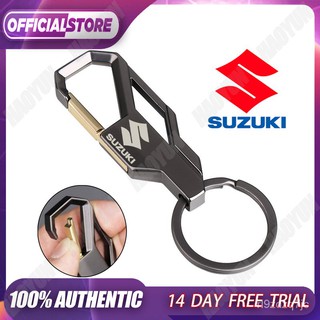 SUZUKI Motorcycle Car Keychain (Black Gold) Men Gift Alloy Metal Keyring Key Chain Ring