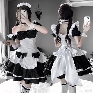 CZQ# Women Sexy Lingerie Sexy Perspective Lolita Lace Maid Cosplay Costume Sweet Uniform Suit Pajama Set Ins Fashion