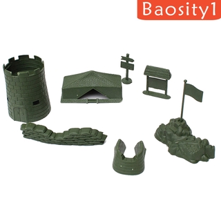 [BAOSITY1] Plastic Army Base Set World War II Army Men Assorted Accessories Sand Scene Model Toy - 7 Pieces/set