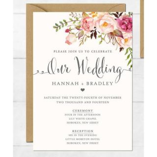 5R Wedding invitation Floral with envelope any theme