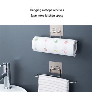 Bathroom Storage Towel Rack Bathroom Kitchen Stainless Steel Free Perforated Rag Cling Film Wall Hanging Toilet Rack