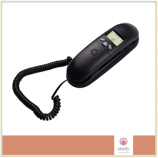 <IN STOCK> Black Mini Trimline Corded Phone Fixed Telephone Desk Landline Phone Wall Mountable with Display Caller ID Redial for Hotel Office Business Home
