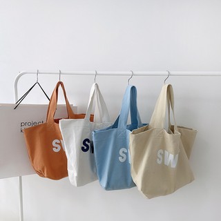 Women Canvas Shoulder Bag SWA Printing Totes Female Casual Large Capacity Handbags Eco Reusable Cotton Cloth Shopping Book Bags (1)