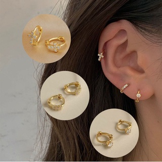 14K Gold Plated Mini Zircon Hoop Earrings Cubic Zirconia Cartilage Earring Small Huggie Piercing Earings OLO
