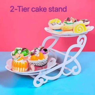 EVX 2Tier Cake Dessert Stand Cupcake Pastry Cookie Tray Rack Candy Buffet Fruit Holder for Wedding