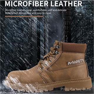 Leather Safety Shoes Kasut Safeti Kulit High Cut Winter Safety Boots Steel Top Cap Work Shoes Kasut Safety Anti-Smash tYLx