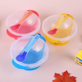 Baby Toddler Sucker Bowl Set with Spoon Training Eating Bowl