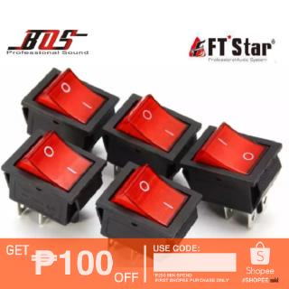 5pcs Red Lamp Light Rocker Switch with 4 Pin ON/OFF 2 Position 16A/250V KCD4-201