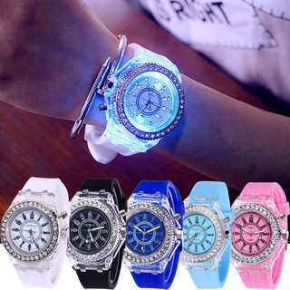 【COD】Geneva Fashion LED Couple Watches Luminous Silicone Strap Lovers Quartz Wristwatches (1)