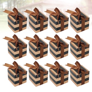 50pcs Wedding Candy Box Creative Stripe Design Chocolate Storage Case Square Treat Box Party Favor