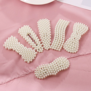 Japan And South Korea French Pearl Hair Clip Women's Premium Bowknot bb Clip (5)