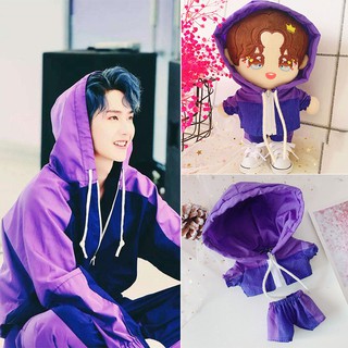 20CM Wang YiBo Same BTS Doll Clothes Purple Coat Pants Toy Dolls Accessories