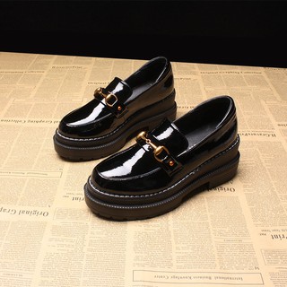 Platform shoes--2020 spring and autumn new British slope heel shoes, women s small leather thick-soled platform Korean version of all-match student loafers (4)