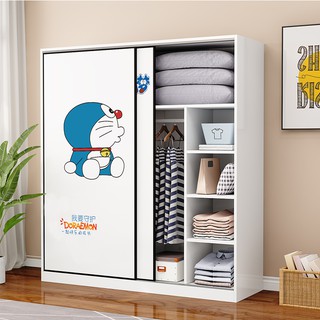 [Free Shipping] Simple and Modern Bedroom Rental Room with Solid Wood Children S Closet Wardrobe Modern Simple Sliding Door Home