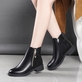 ♣◄short boots women 2020 new winter mother women s shoes all-match flat Martin boots low-heel cotton