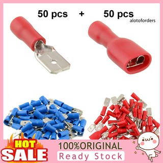 AH_50Pairs Insulated Spade Electrical Crimp Wire Cable Connector Terminal Kit