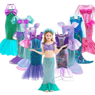 [boutique]Girls Little Mermaid Dress Up Outfit Kids Halloween Princess Costume Children Ariel Party