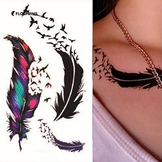 Women's Bird Wind Goose Feather Body Art Temporary Tattoo Sticker