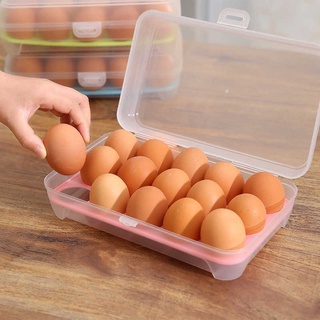 Portable Egg Storage Box Egg Fresh Box Refrigerator Tray Container Double 15 Grids