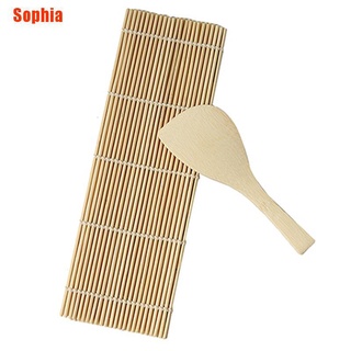 [Sophia] Sushi Rolling Maker Bamboo Material Roller Diy Mat And A Rice Paddle