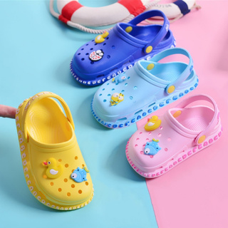 Kids Fashion Cartoon Letters Soft Bottom Non-Slip Hole Shoes
