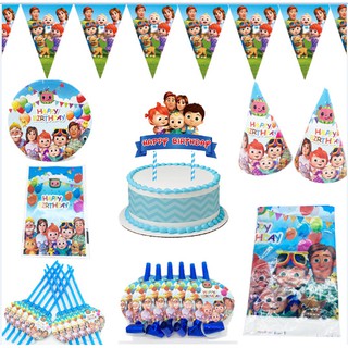 Family Cocomelon Themed Birthday Party Supplies Disposable Tableware Supplies (1)