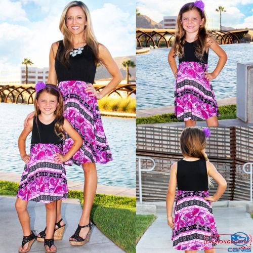 ORH-Fashion Mother and Daughter Floral Dress Matching Women