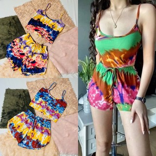 ELISSE Tie Dye Terno Spaghetti Crop Top and Shorts (2)