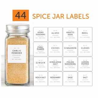 44pcs SPICE JAR LABEL STICKERS Kitchen Seasonings Condiments Pantry Stickers chic minimalist Labels